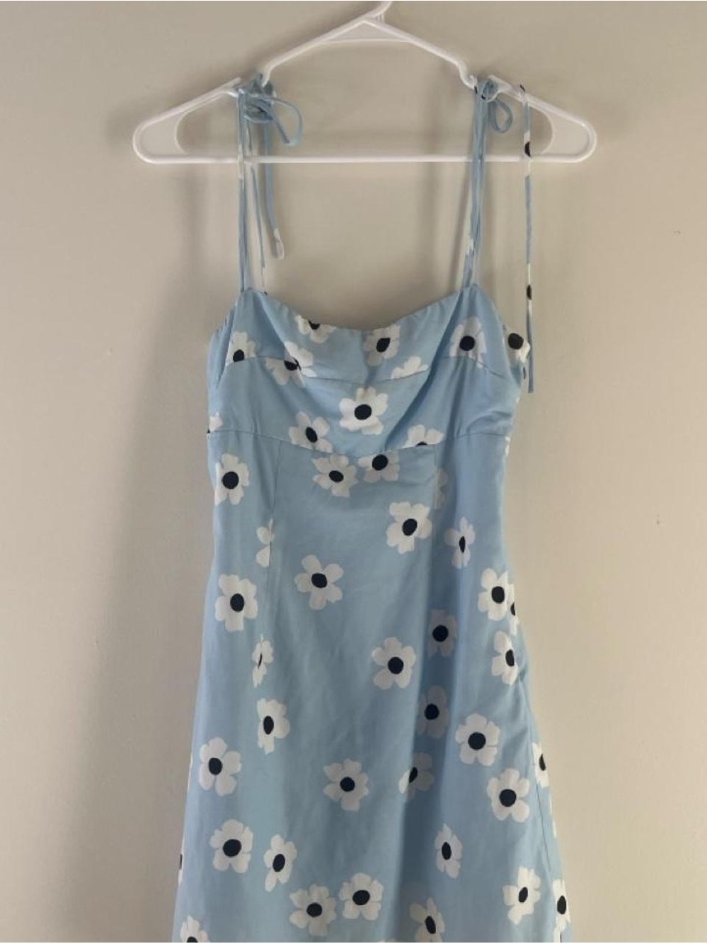 Princess Polly Light Blue Floral Tie-Shoulder Dress
